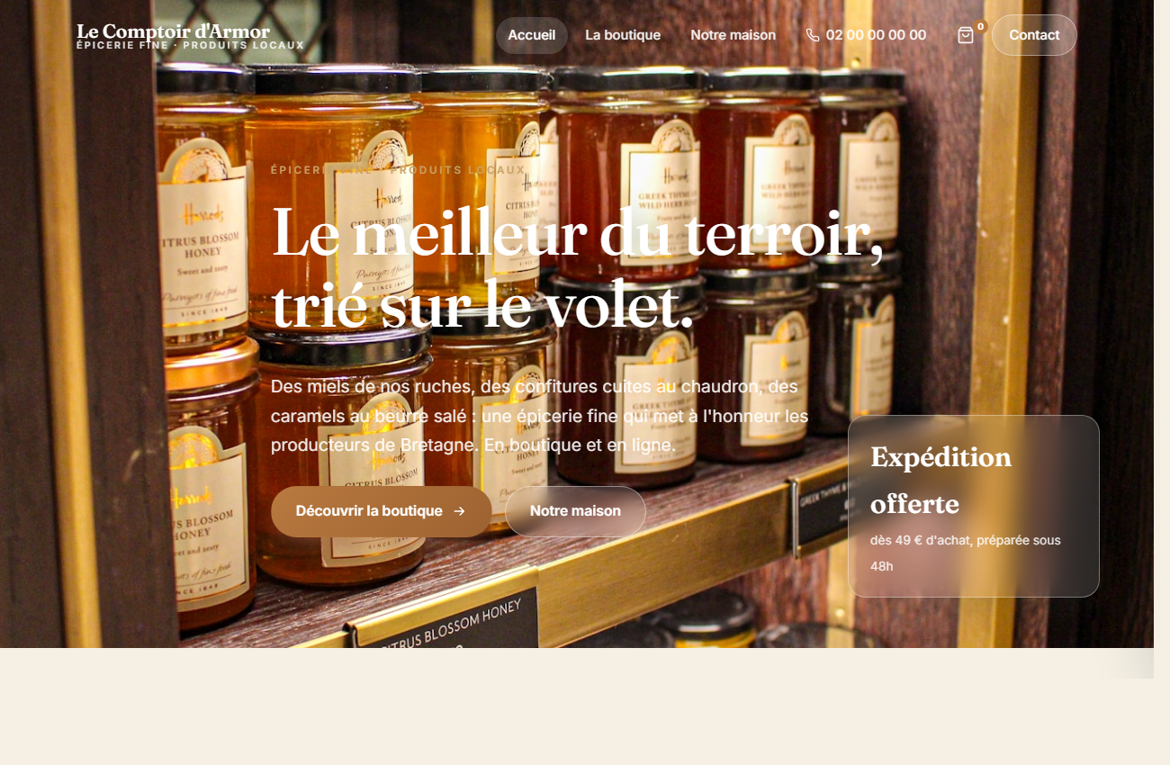 Boutique en ligne d'épicerie fine Le Comptoir d'Armor