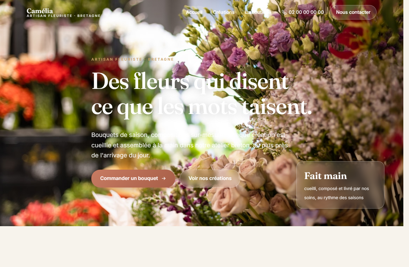 Site de fleuriste conçu par Bretagne Web Studio