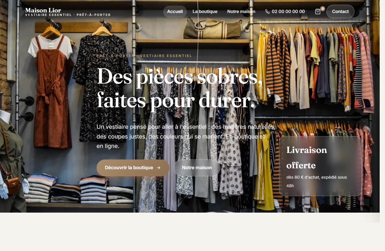 Boutique en ligne de mode Maison Lior