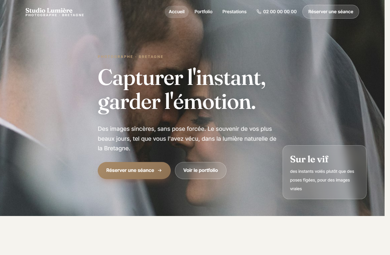 Site de photographe Studio Lumière